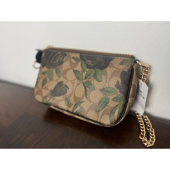 Coach  Large Wristlet Signature Canvas with Camo Rose Floral Print NWT - Picture 11 of 16